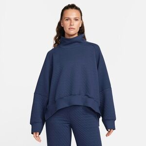 Women’s Blue Nike Therma-Fit Mock Neck Long Sleeve Pullover Sweatshirt - Medium